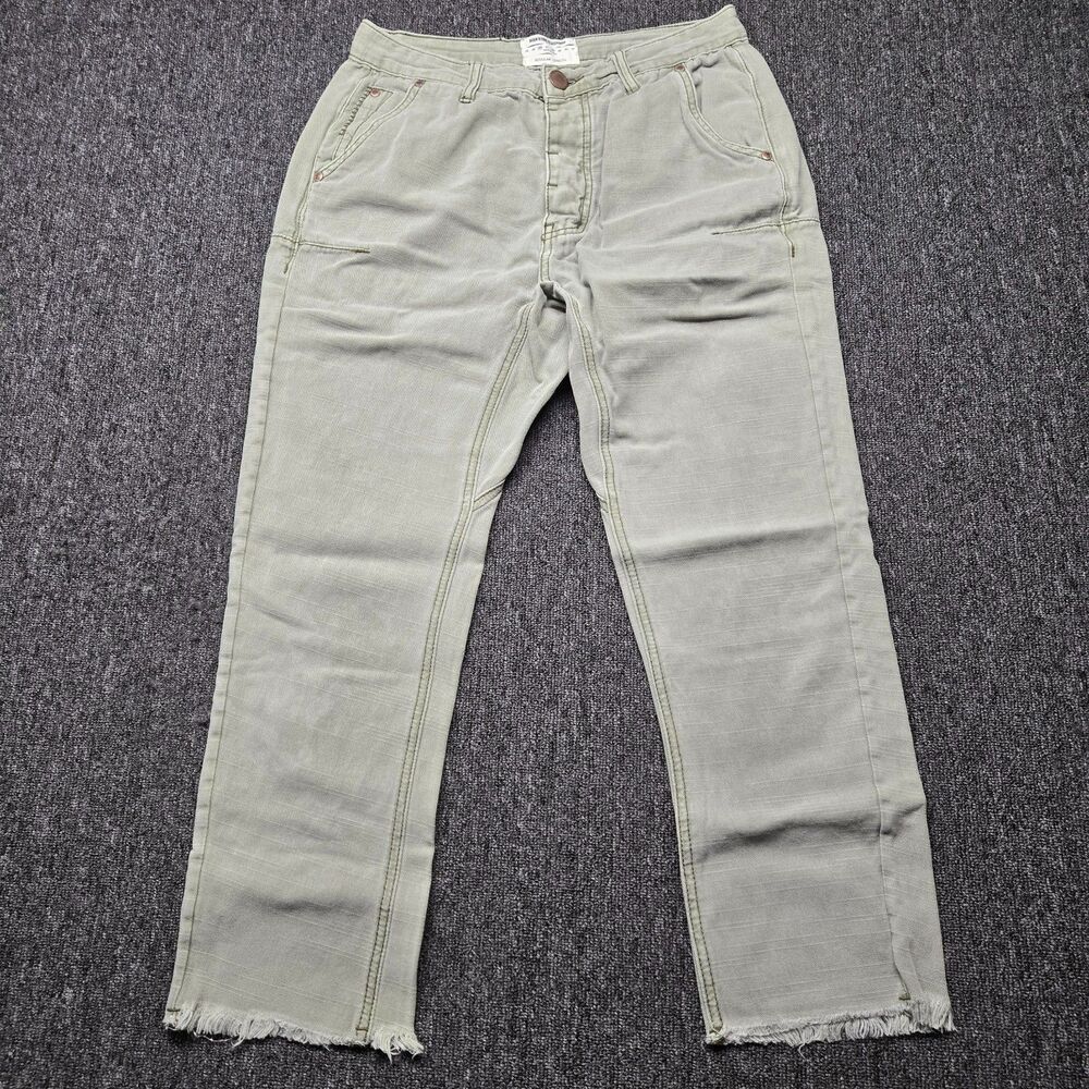 One Teaspoon Cropped Jeans Mens 30x26 Button Fly Brando Mr Browns Green Denim